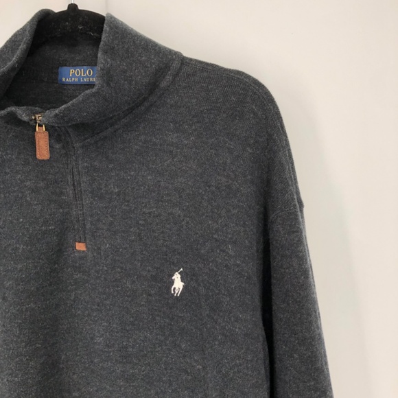 Polo‎ Ralph Lauren Mens Sweatshirt Size XXL Charcoal Gray 1/4 Zip Soft Cotton - Picture 3 of 14